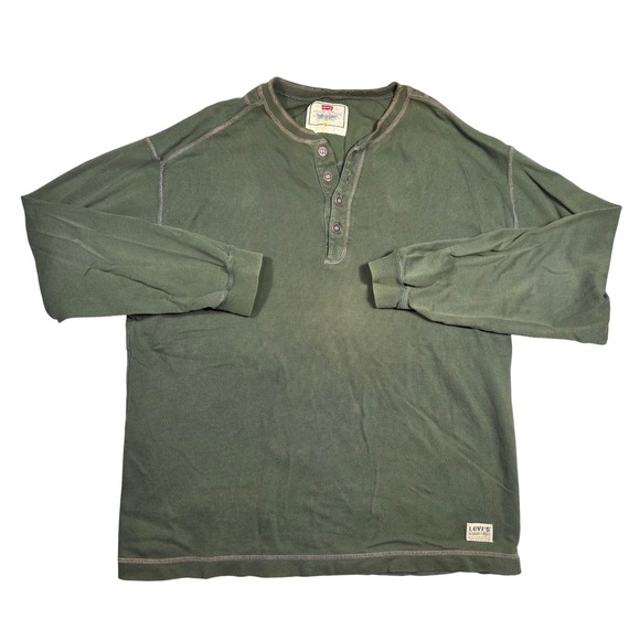 Levi's Other - Levi's Mens Green Long Sleeve Henley Shirt Large Casual Cotton Western Retro